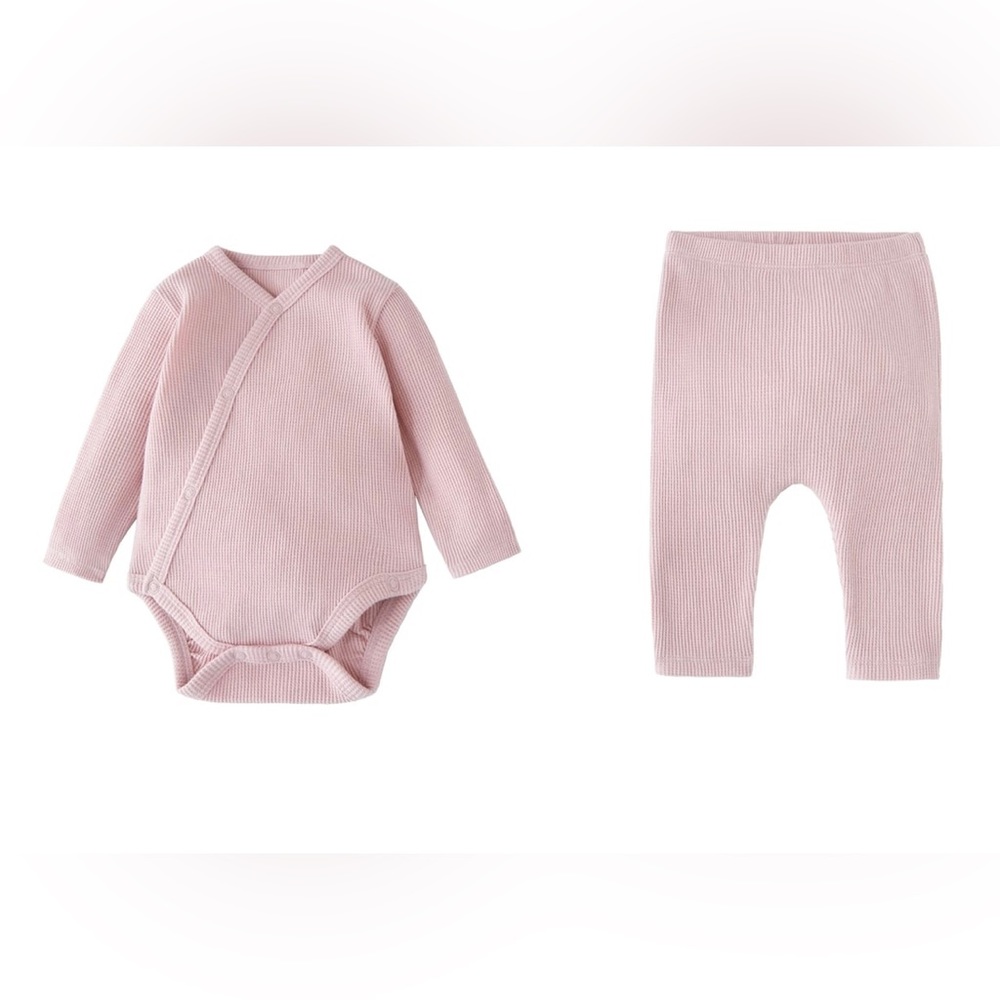 Zara 0-1 Waffle Knit Kimono Body Suit and Leggings Set